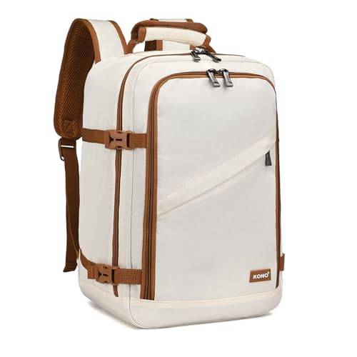 Kono Kabinväska med måtten 40 x 20 x 25 cm för Ryanair, ryggsäck att placera under sättet, kabinstorlek, 20 l, Beige/brunt
