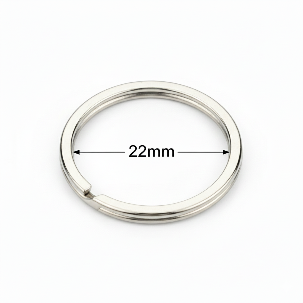 Nøglering flad 22mm lux Nikkel/sølv overflade 100 stk/pk