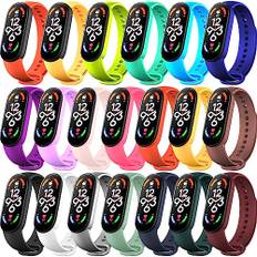 BANGTING 20 Stück Armband Kompatibel mit Xiaomi Mi Band 7 / 6 / 5 / Amazfit Band 5, Silikon Ersatzarmband für Mi Fit Band 6 NFC Ersatzbänder Miband 7 Armbänder Strap