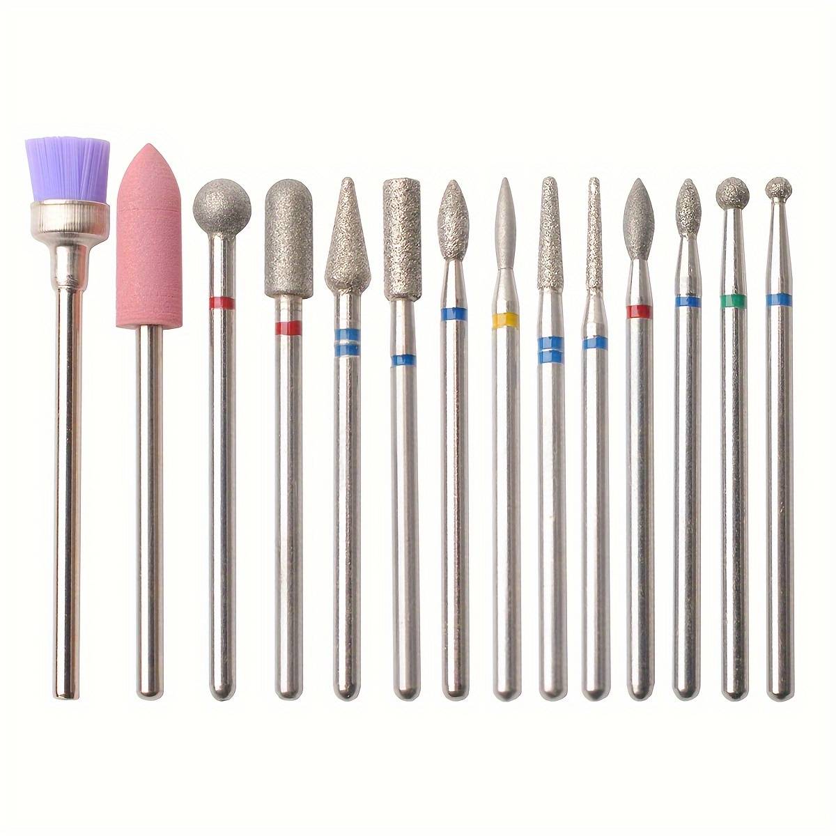 TEMU 14pcs/set Nail Drill Bits Set, Professional Rotary Cuticle Remover Bits Kit, Electric Manicure Nail File Bits For Acrylic Gel Nails Cuticle Manicure Nail Art Tool