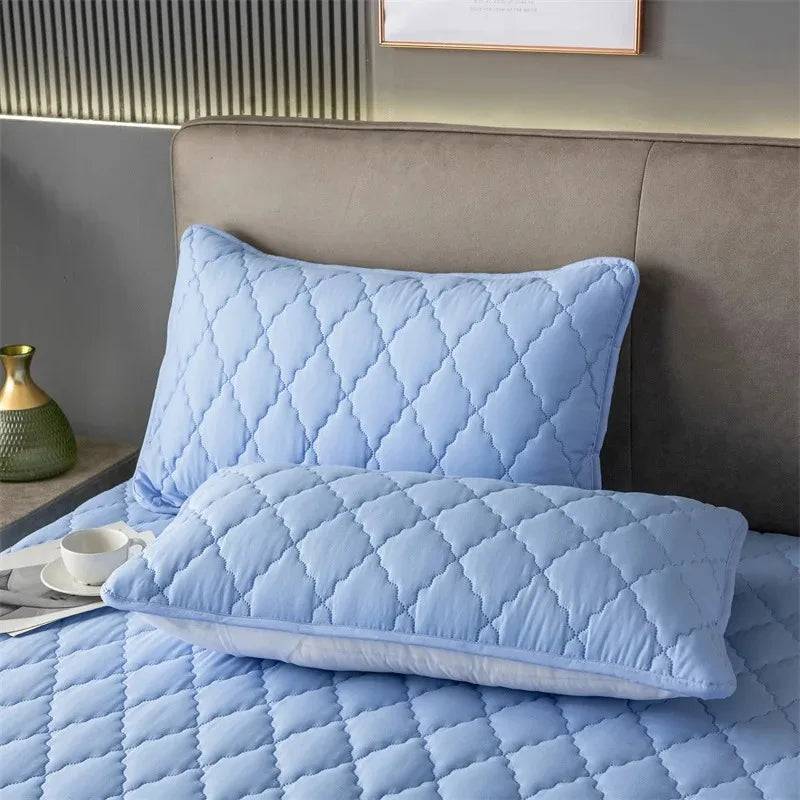2 Pieces Waterproof Pillowcase Anti Stain Machine Washable Pillow Cover Bedroom Decoration Suitable For With Children And Pets - SkyBlue / 1pc Pillowcase