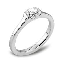 Platinum Demi-Flush Rubover Solitaire Ring RI-134(UNDER .25CT)- 0.24ct