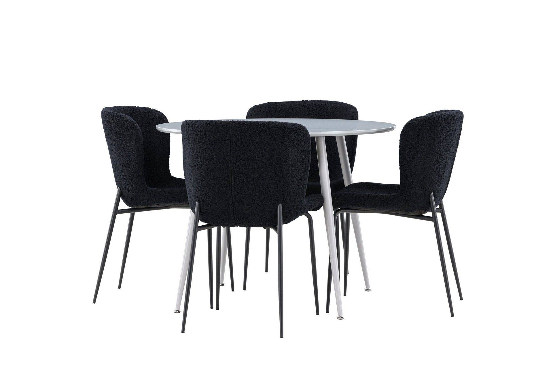 Venture Home Plaza Matgrupp 100 cm Rund med 4 Modesto stolar - Grå/Svart Matgrupper Grå Trä