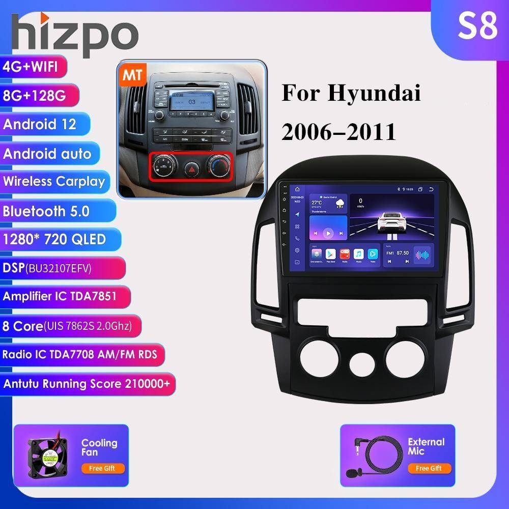 2din Android Autoradio för Hyundai I30 Auto Manual 2006-2012 AT MT Bilradio Multimedia Videospelare GPS Nav HeadUnit Carplay 4G Intelligent Screen