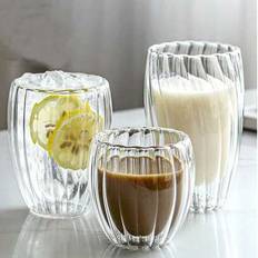 4 st 250 ml julmuggar i glas, isolerade espressokoppar med dubbel vägg, värmetåliga lattekoppar, cappuccinomuggar, genomskinliga teglas, juldryck, hem - Multifärgad (Multi-size)