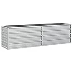 vidaXL Odlingslåda upphöjd galvaniserat stål 160x40x45 cm silver, odlings låda, blomlåda, blom låda, odlings lådor, blomlådor, blom lådor