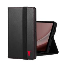 Samsung Galaxy Tab A9 Leather Case - Black with Red Detail