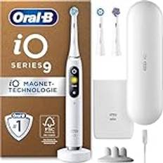 Oral-B iO Series 9 Plus Edition Elektrische Zahnbürste/Electric Toothbrush, PLUS 3 Aufsteckbürsten inkl. Whitening, Reise-Etui, 7 Putzmodi, Geschenk Mann/Frau, Designed by Braun, White