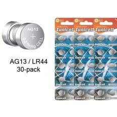30-pak AG13 LR44 303 357 A76 LR1154 SR44 GP76A Batterier .