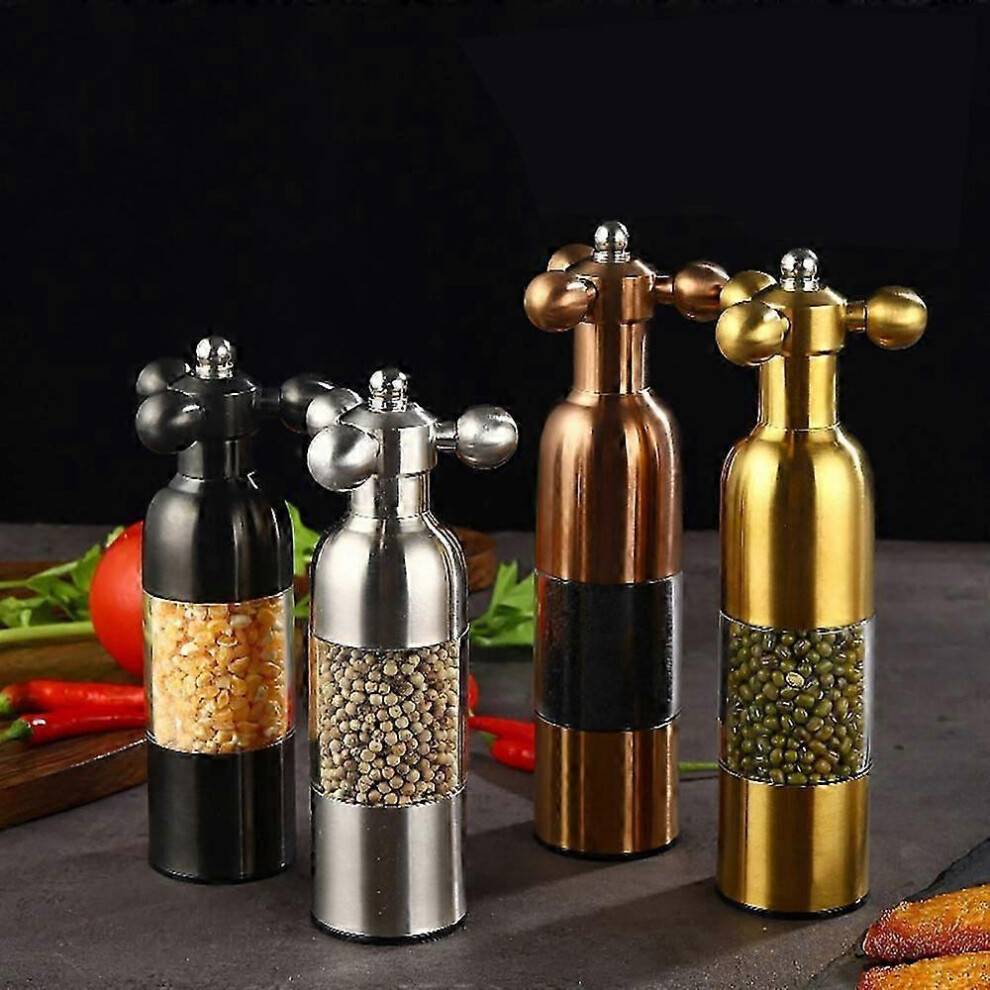 (17.5cm, Silver) Black Pepper Mill Salt Pepper Grinder Spice Grinder Kitchen Creative Gadgets Pepper And Salt Grinder Grindering 2024 HOT