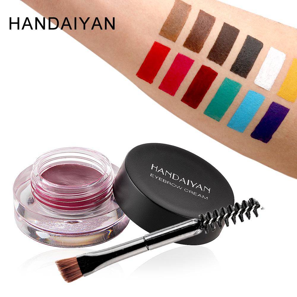 Vattentät Ögonbrynskräm och Eyelinergel, 24H Långvarig Färgad Ögonbrynspomada med Dubbelsidig Borste, Multifunktionell Ögonmakeup Kosmetika blue
