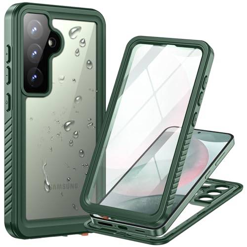 Focusor för Samsung Galaxy S24 5G, fodral vattentätt kompatibelt med magsafe, mobiltelefonfodral Samsung S24 IP68 vattentätt 360 skyddande fodral, stötsäkert utomhus pansarfodral,Grön