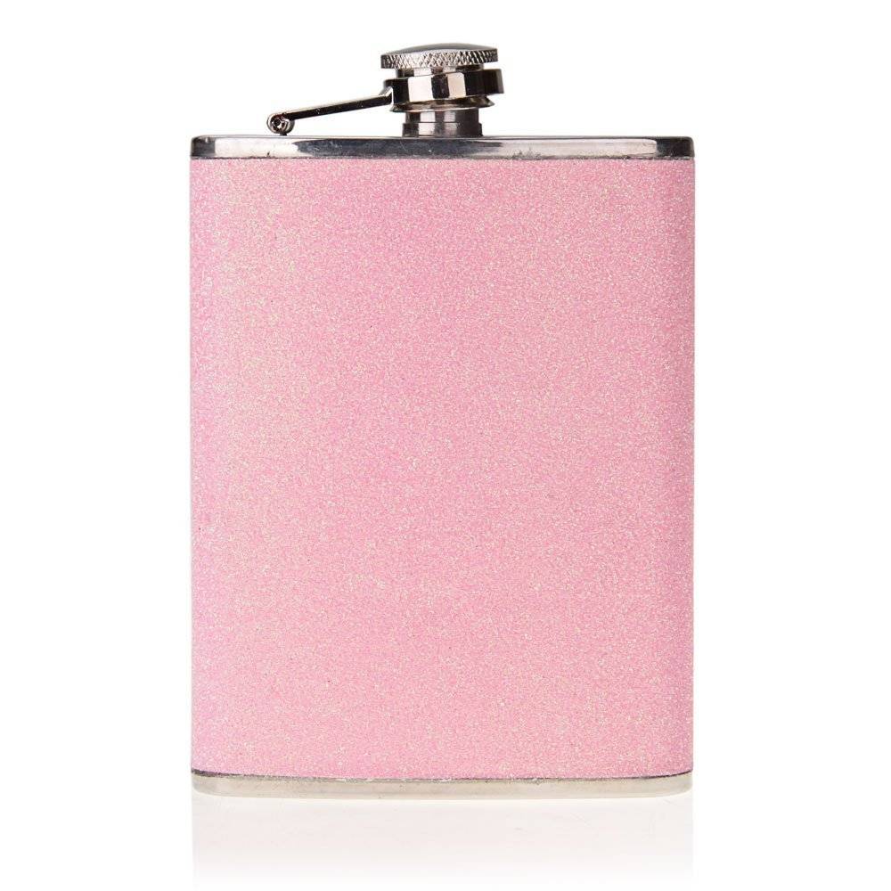Glittler rostfritt stål alkohol dryck sprit whisky höftkolv 7oz rosa