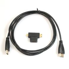 HMDI kabel 1.5m med HDMI hun til mini & mikro HDMI adapter - Sort