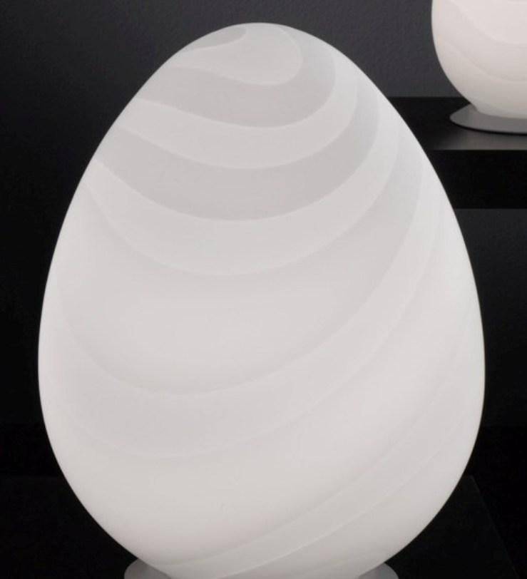 Alice bordlampe oval selene - opal hvidt glas/mønstret / Højde 58 cm