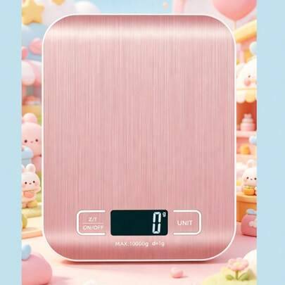 1 x 10 kg digital köksvåg, 1 g/0,1 oz noggrannhet, rostfritt stål, lämplig för bakning och matlagning (batterier ingår ej) - Rosa (10 kg / 1 gram)