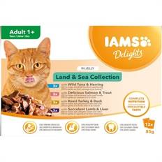 Iams katte vådfoder 12 x 85 gr - Med kød og fisk i gele