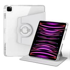 iPad Pro 12.9" (2022 / 2021 / 2020 / 2018) 2 i 1 Hybrid Flip Tablet Cover m. Pen Holder og Kameralinse Beskytter - Grå / Gennemsigtig