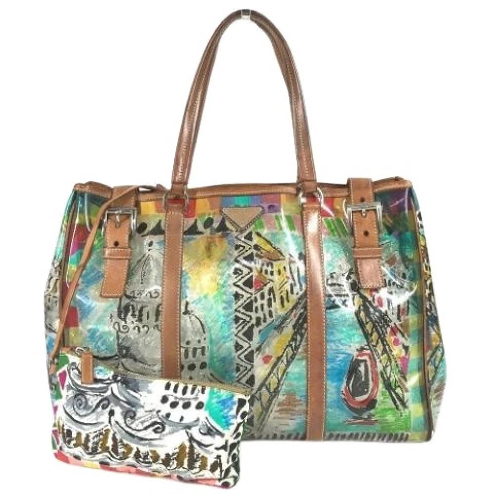 Prada Vintage Pre-owned Vintage Vinyl Tote Bag - Vintage - Dame - Flerfarvet - ONE SIZE - Uld