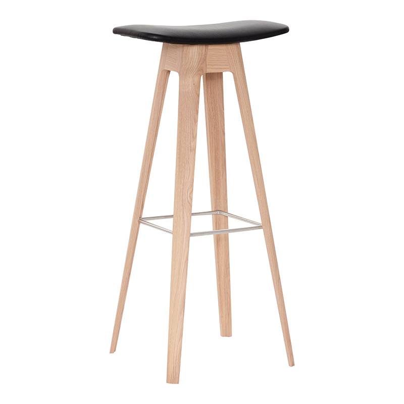 Andersen Furniture HC1 Barstol H80 cm Hvidpigmenteret Matlakeret Eg/Sort Lædersæde