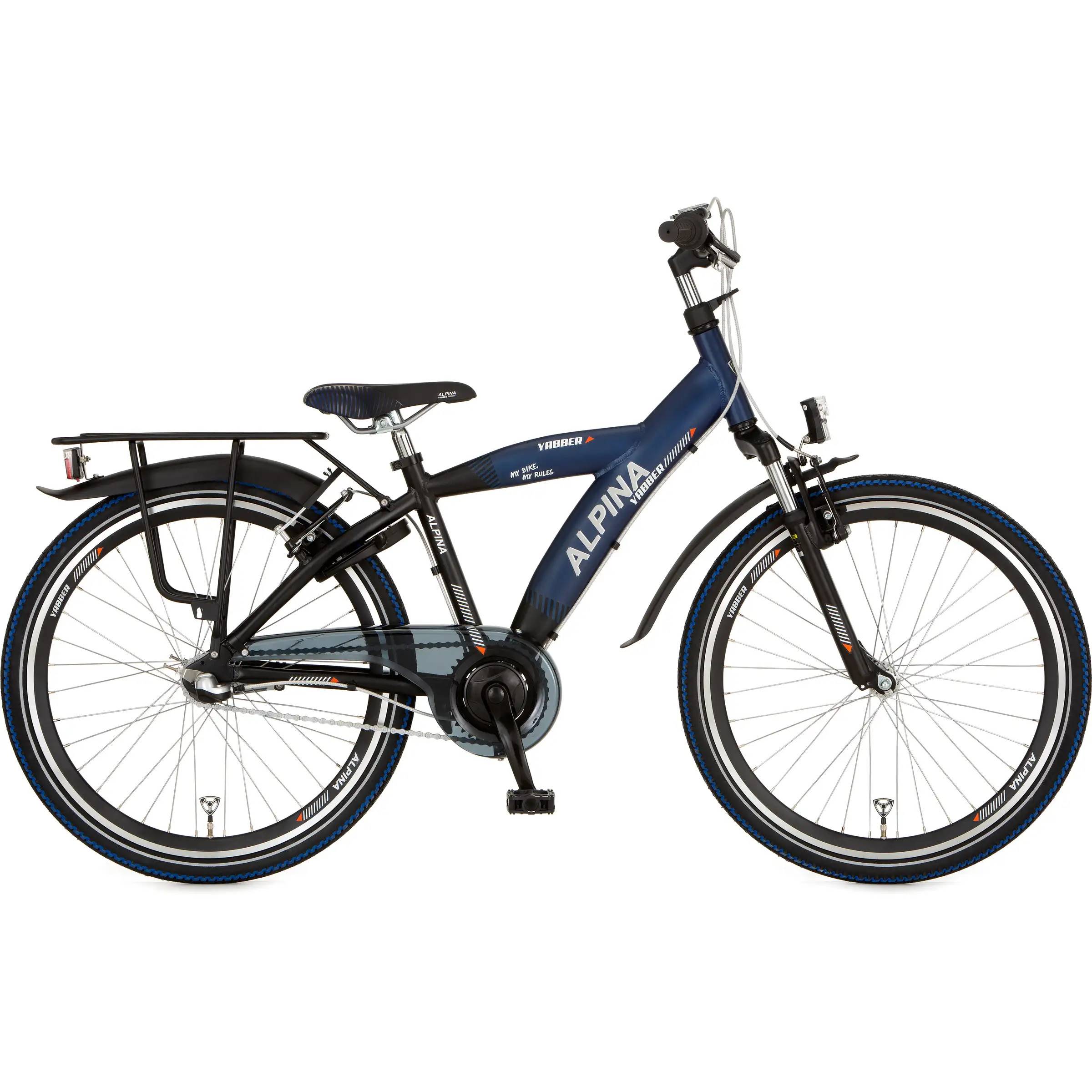 Alpina Yabber 24" drengecykel med 3 gear og fodbremse - sort/blå