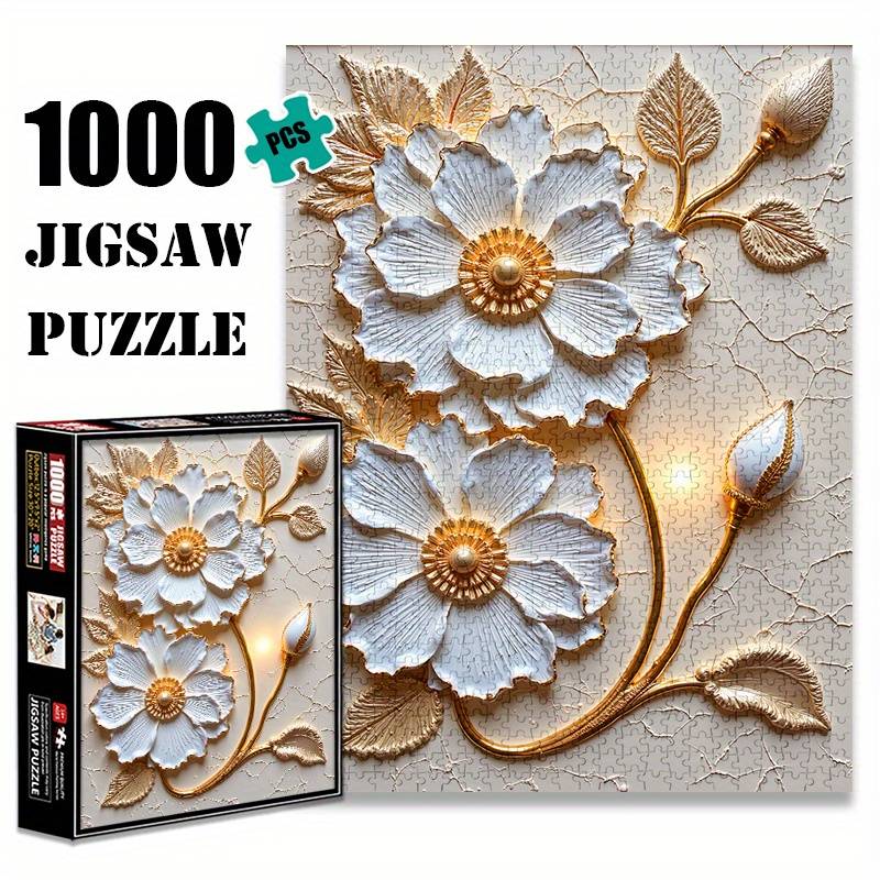 White Flower 1000pcs Paper Jigsaw Puzzle, Large Puzzle Toy, Exquisite Game Gift, Family Interactive Game, Diy Decoration, Brain-challenging Holiday Gift
