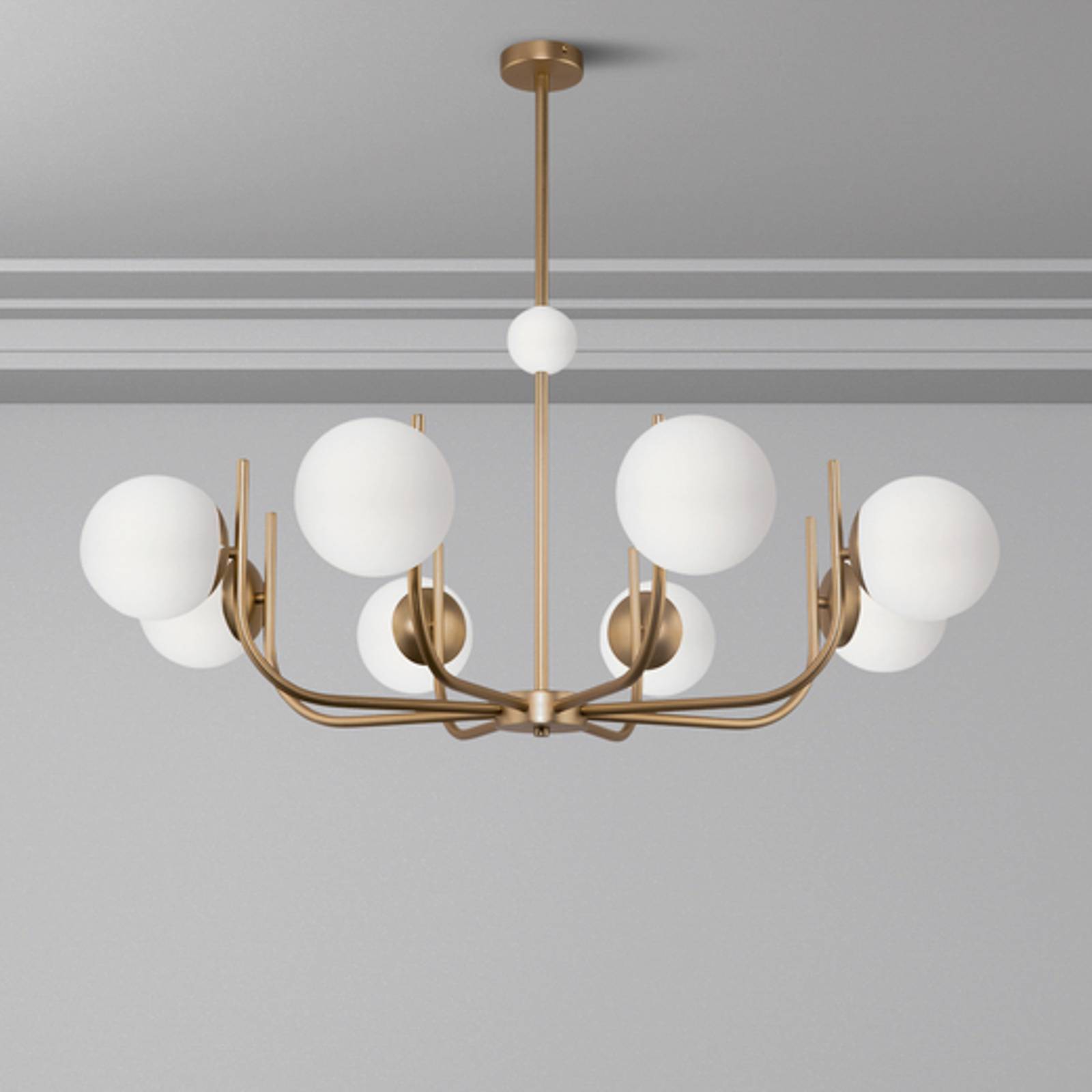 Maytoni Glas pendellampa Rendez-vous, dimbar, Mässing / guld, Vardagsrum / matsal, Metall, Pendellampa