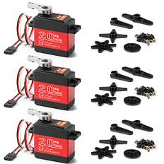 Miuzei Lenkservo Rc Digital Servo 20KG 270° Wasserdicht Lenkung mit Metallgetriebe für Auto 1/10 1/8 1/12 Modelle Toys Flugzeug Robot Arm Tarrflügel Auto Boat Modellbau (3 Stücke)