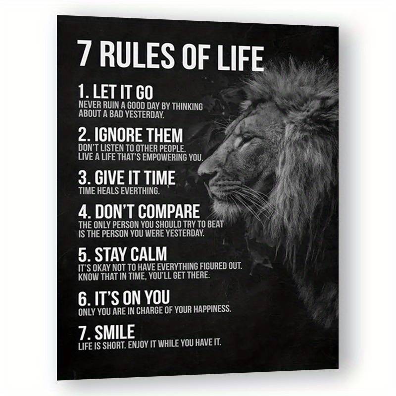 Inspirational 7 Rules Of Life Poster - Motivational Quotes Wall Art For , Unframed 8x10" Letter Print Decor, Halloween Decorations, Christmas Decorations