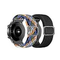 [2 delar] Armband för Amazfit Bip 5/Amazfit Cheetah/Amazfit Cheetah Pro/Amazfit GTR 4, Weideworld Nylon Justerbart Sportarmband Elastiskt Reservarmband, Svart+Cowboy Färger