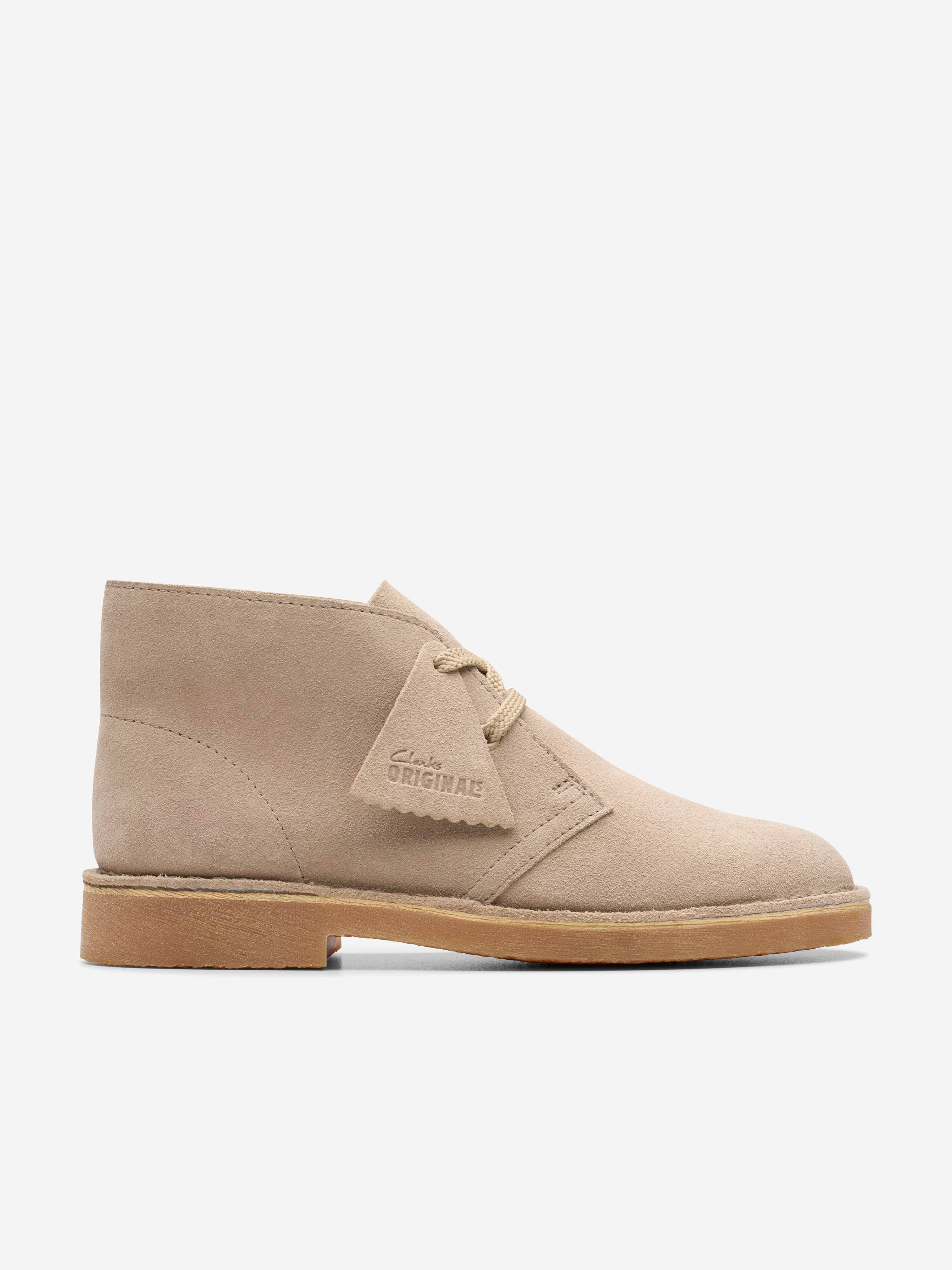 Clarks Kids Suede Desert Boots in Beige (Wide Fit) - Beige / EU 37 UK 4 (EU 37 UK 4)