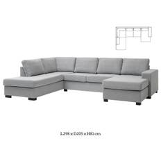 Lexpo Detroit sofa (Omega Light Granite stof, U-Hjørnesofa m. open-end og chaiselong)