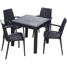 Outdoor Table Garden Table 80 x 80cm Dining Table Garden Rattan Style Table Waterproof Garden Furniture SIS chairs LUX-DT01 (Table/4 set)