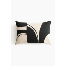 H&M Home - Mønstret pudebetræk i canvas - Sort/Beige - size: 40x60