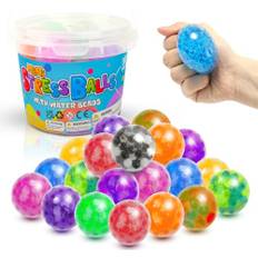 LESONG 18 Stück Mini Stress Balls, Mini Stressball Squishy Ball mit Wasserperlen, Anti Stress Ball Quetschball Squeez Spielzeug für Kinder Erwachsene Geburtstag Geschenke ADHD Autismus
