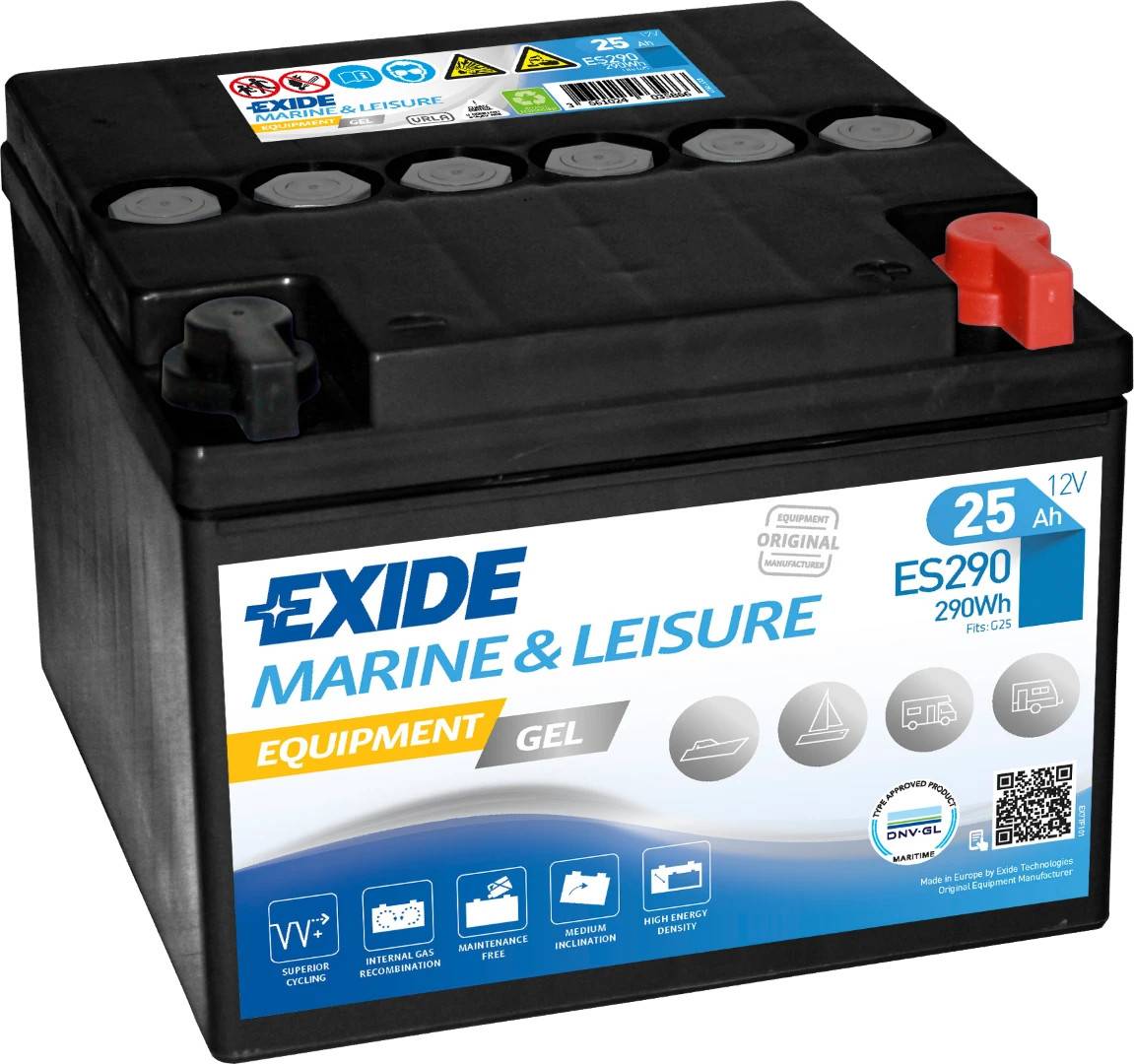 Startbatteri - Exide ES290 GEL - 12V (25ah / 240cca)