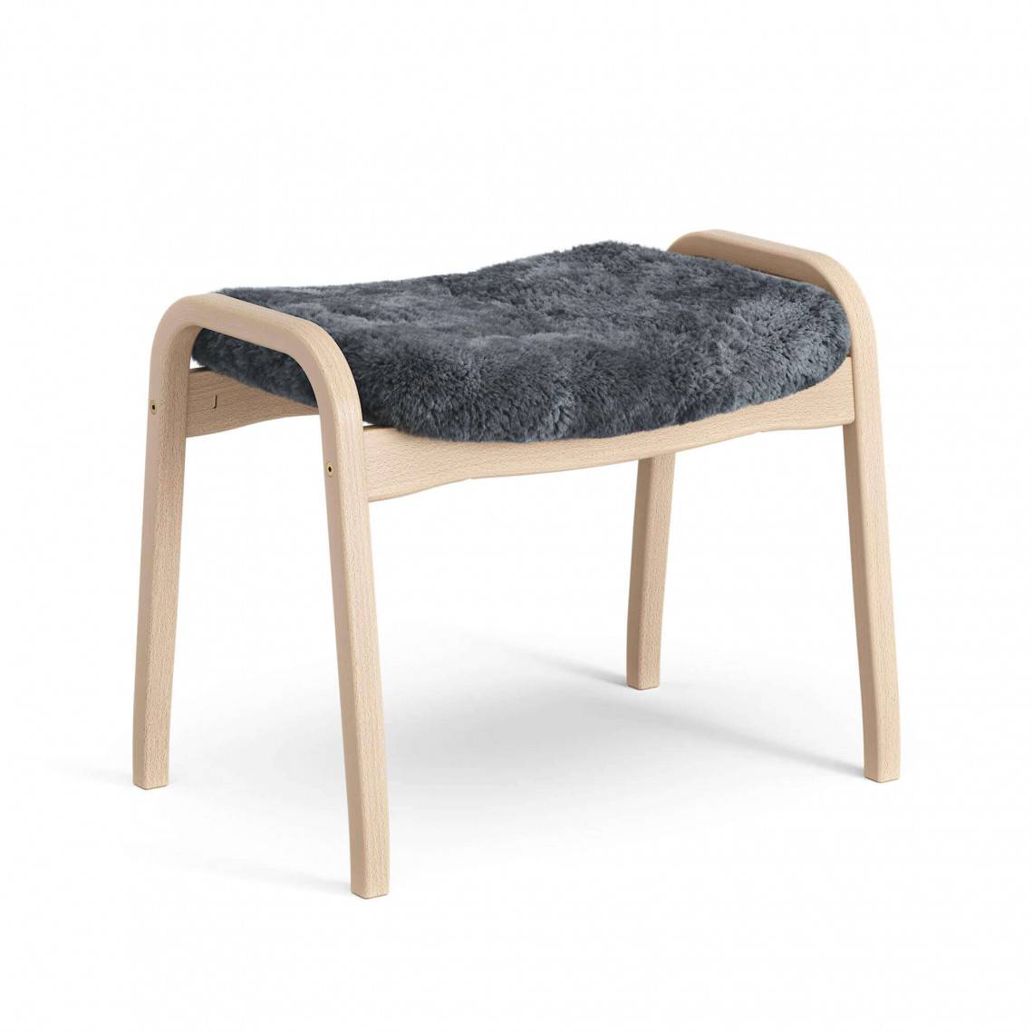Lamino Pall - Swedese, Färg fårskinn Charcoal, Stomme Klarlackad bok