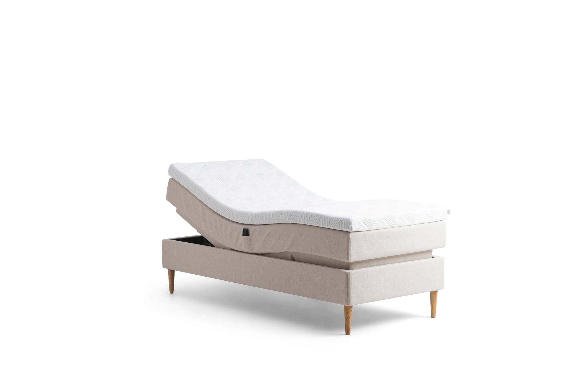 Tempur - Promise Ställbar Säng Ivory 90x200 Pro Plus SmartCool 8cm Mjuk Rundat Ekben 19cm från Sleepo - Vit (90x200cm)