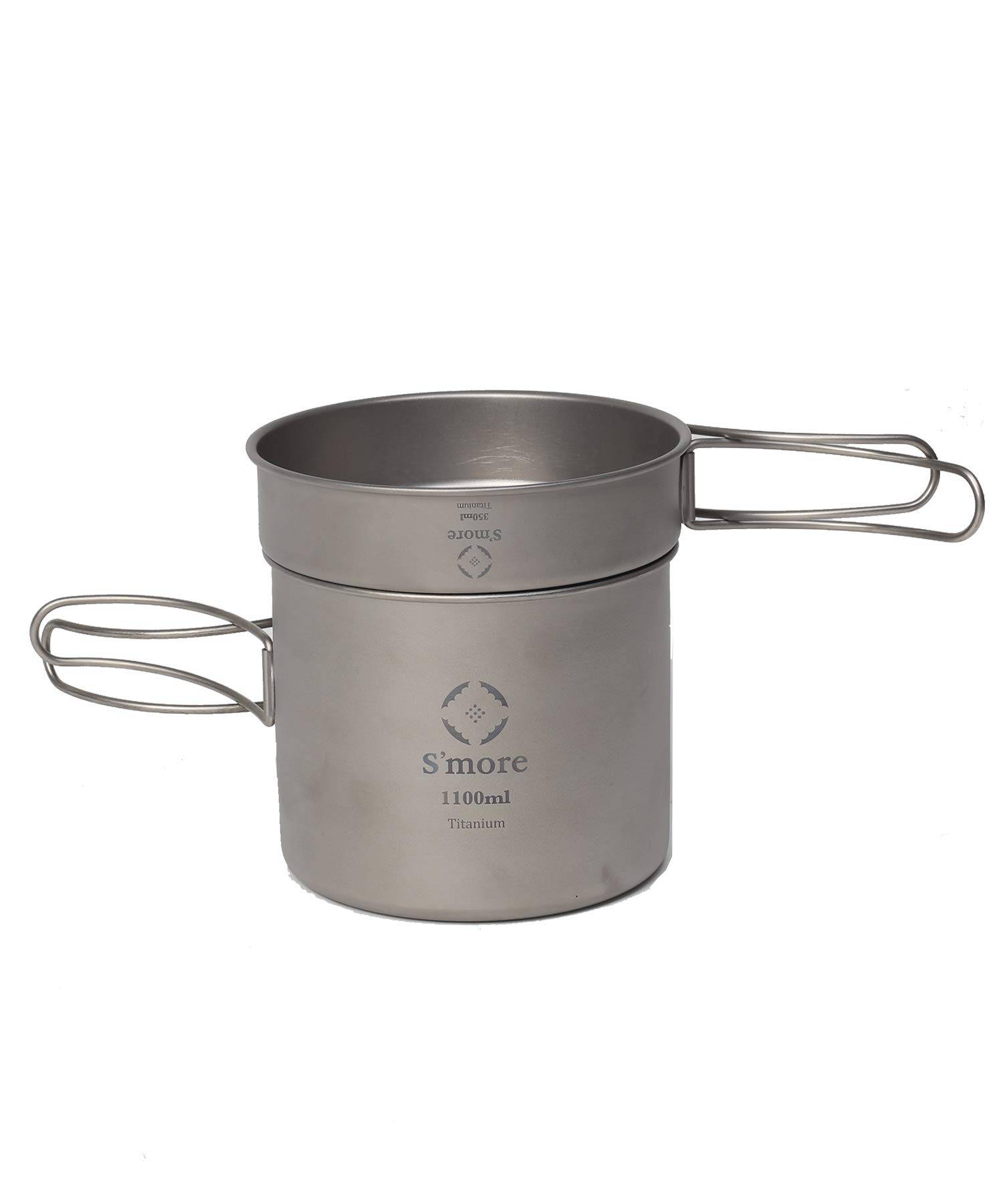 S'more Titanium Cooker Set, Camping Cookware Set, Titanium Cookware, 2-Piece Set (M (350ml/1100ml))