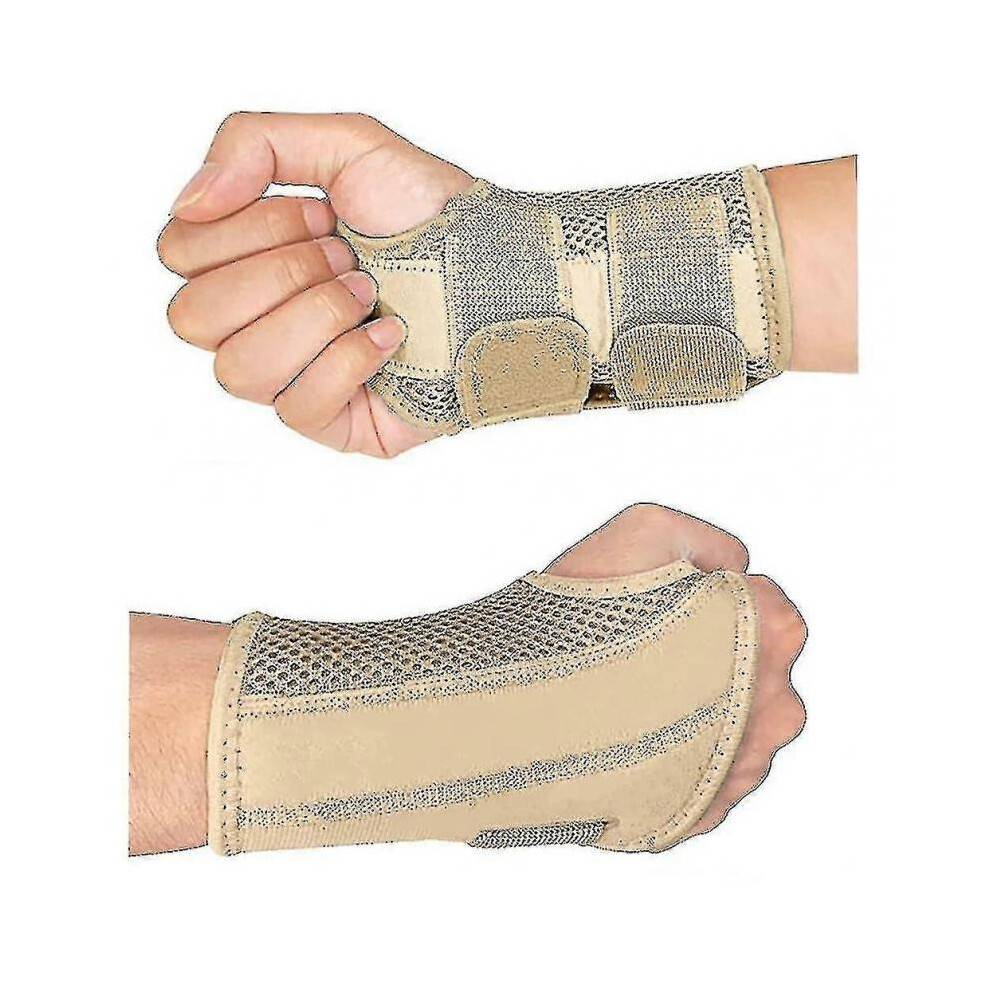 (L-Righthands, Beige) Carpal Tunnel Wrist Brace For Tendonitis Arthritis, Breathable Wrist Splint Brace Night Support Adjustable Straps