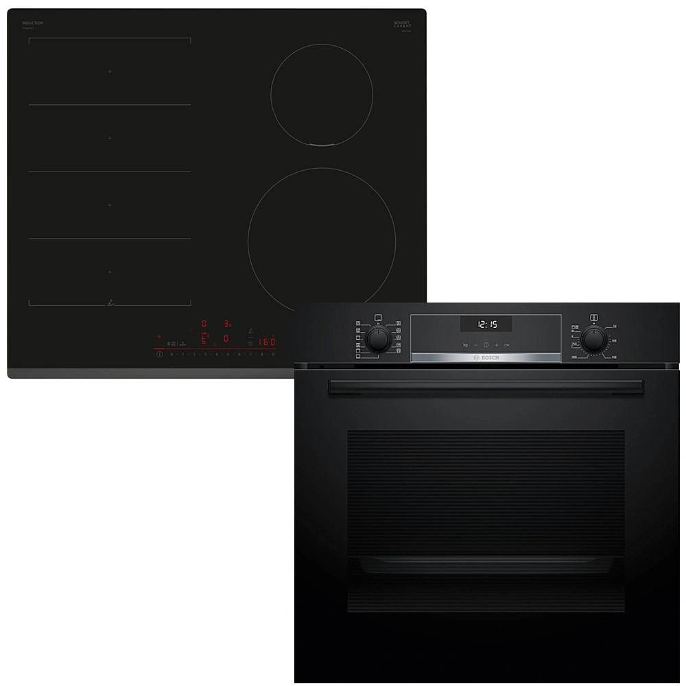 Bosch paket ugn och häll HBG537FB4-PIX631HC1E - serie 6, flexinduction & stek