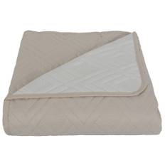 Överkast - 220x240 cm - Vändbart sandfärgat och vitt - Överkast till 120- eller 140-säng (220x240 cm)