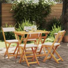 5 Delars Fällbart Bistro Set med Kuddar Solid Akaciaträ