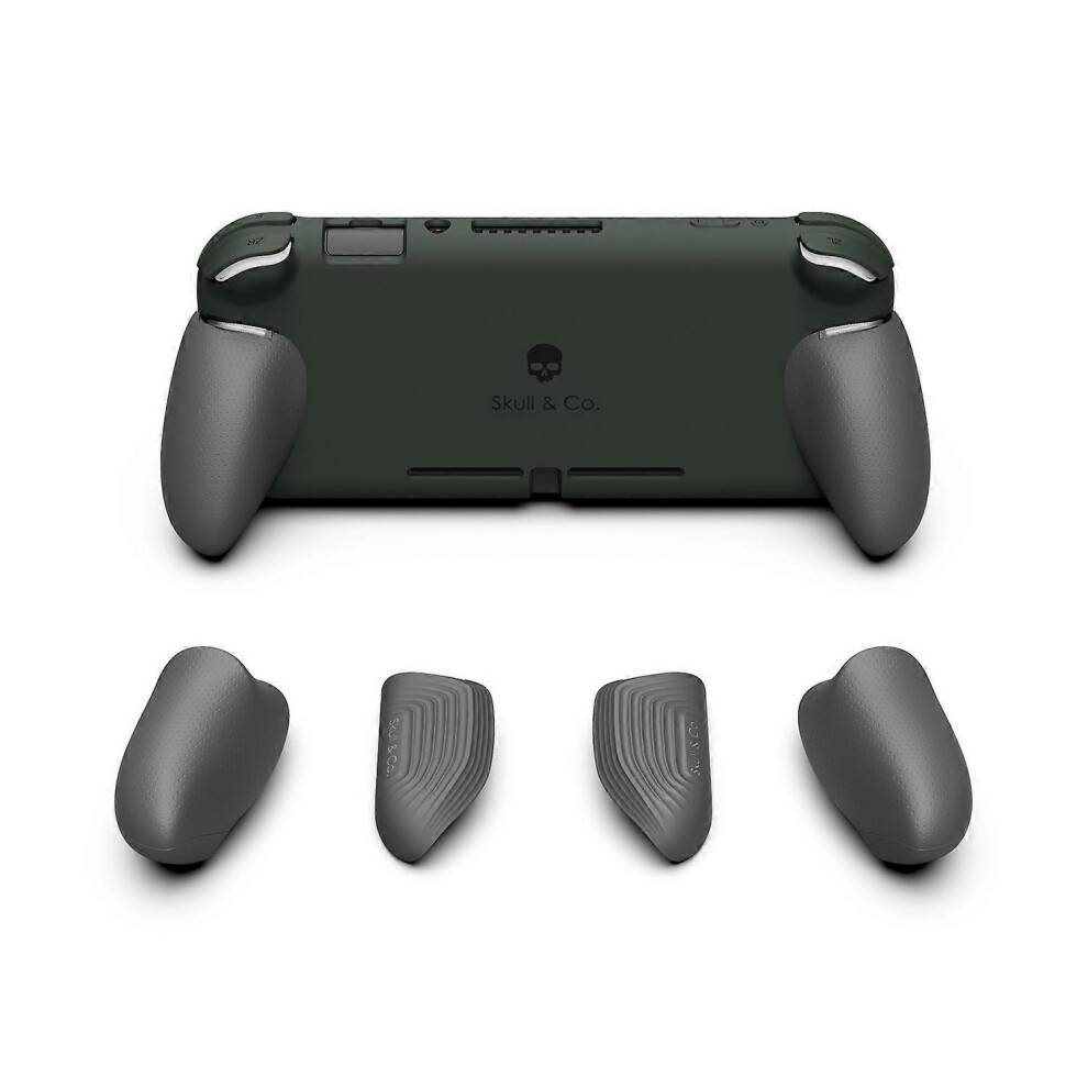 (Dark Green) Skull & Co. GripCase Lite Protective Case Cover Shell with Replaceable Grips for Nintendo Switch Lite