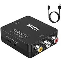 ABLEWE RCA till HDMI-omvandlare, AV till HDMI-adapter 1080P mini cinch komposit CVBS videoljudomvandlare adapter – stöd för PAL/NTSC för TV/PC/PS3/STB/Xbox VHS/VCR/Blu-Ray DVD-spelare.