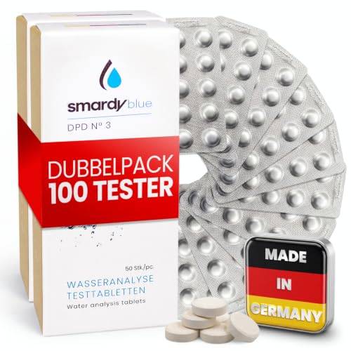 smardy 100 DPD3 fotometertabletter, testtabletter för totalklor | För elektroniska vattentestare, exakt analys för spa, akvarium och dricksvatten - tillverkad i Tyskland