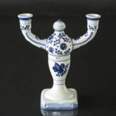 Royal Copenhagen/Aluminia Tranquebar, blå, Toarmet Lysestage (Se billede for fejl)