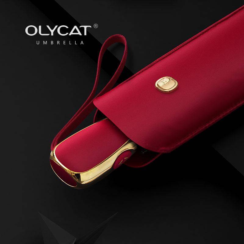 OLYCAT Automatiskt paraply för dubbla ändamål: Solskydd & Regnskydd, Anti-Ultraviolett, Trefaldig Design. red