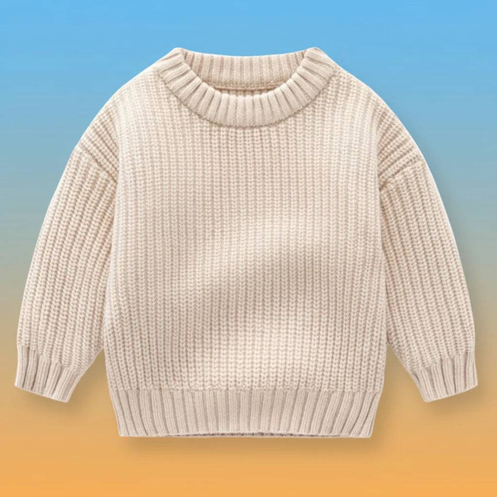 PureSoft – Classic & Cozy - Enfärgad stickad tröja Beige / 90 (1.5–2 år) | Pedagogiska Träleksaker