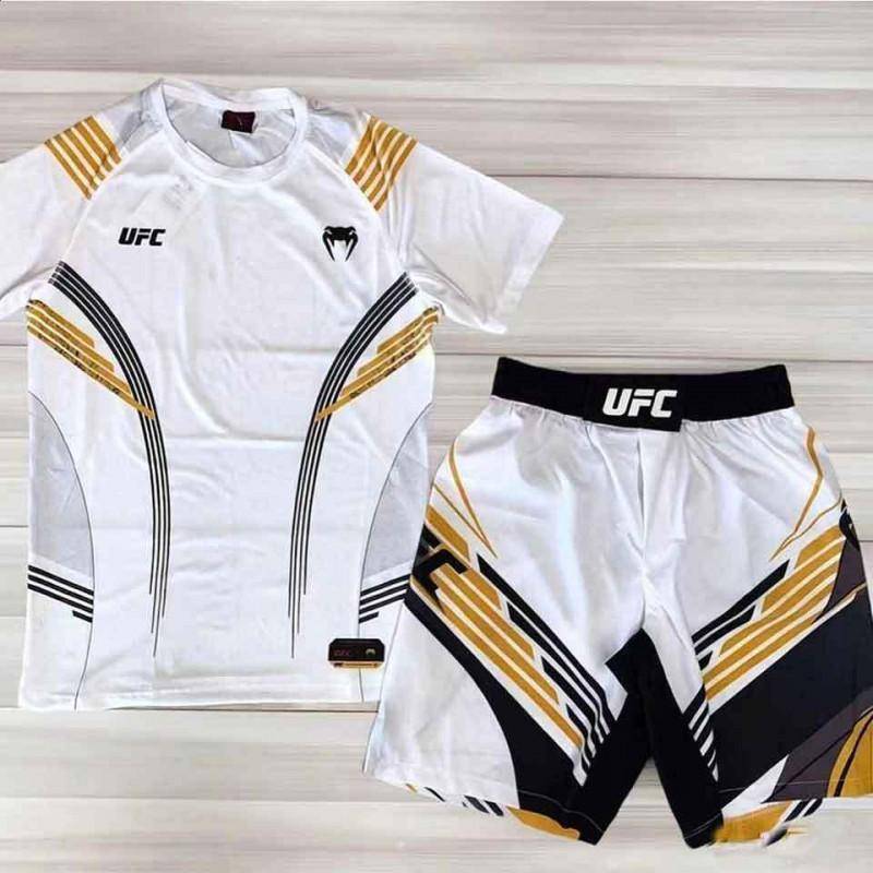 MMA BJJ Boxning Kickboxning Träningsset Herr Dam Kortärmad T-shirt Shorts Gym Fitness Sportkläder